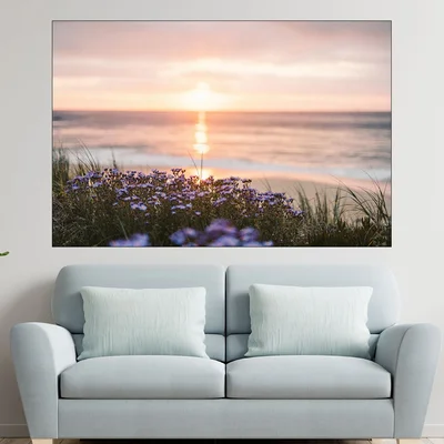 Сини цветчета на брега - картина пано за стена