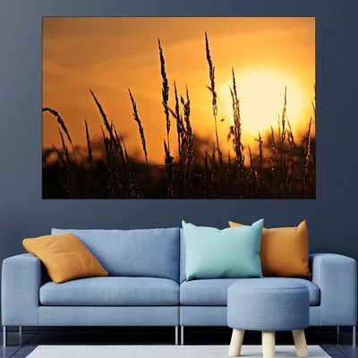 Залез над ливада - картина пано за стена