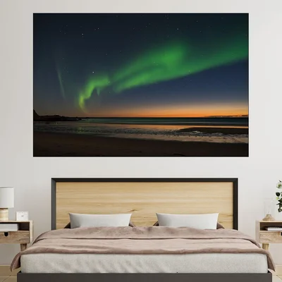 Северното сияние в скандинавия - картина пано за стена