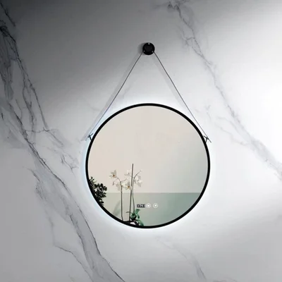 LED oгледало за баня ∅60 см с часовник LED602