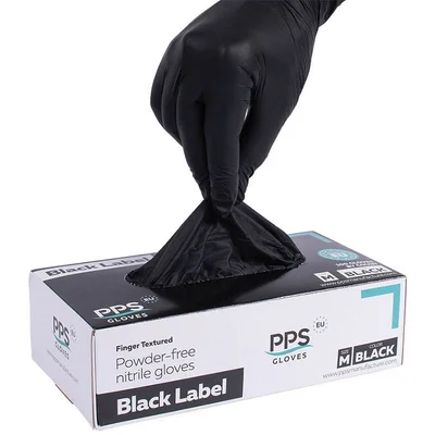 Нитрилни ръкавици без пудра черни XL Black Label
