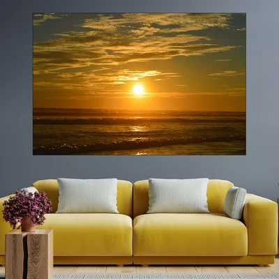 Залез в океана над хоризонта - картина пано за стена