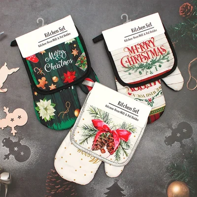 Кухненски коледни ръкохватки с надпис Merry Christmas