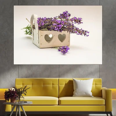 Лавандула - декорация със сърца - картина пано за стена