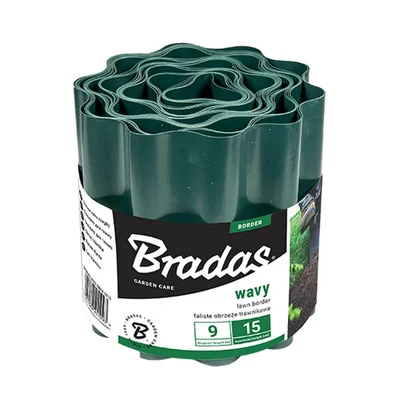Ограничителна лента за трева 9 м x 15 см зелена BRADAS