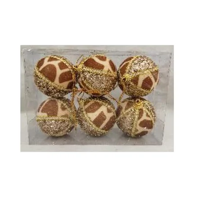 Топки за елха Ø6 см бежово-златисти 6 бр.