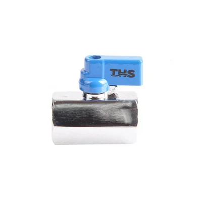 Мини сферичен кран - хром - синя ръкохватка ЖЖ 1/2"