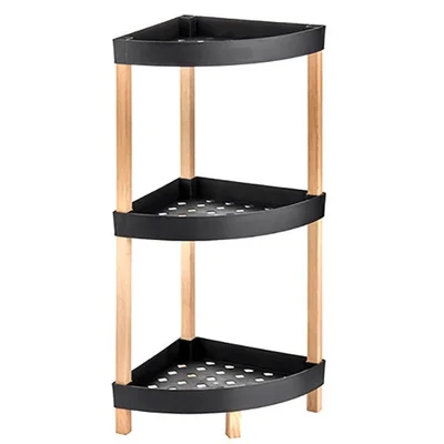 Ъглова етажерка на 3 нива 79x32x32 см черна Grid