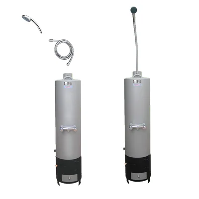 Бойлер на твърдо гориво със смесителна душ батерия 80 л сив ТУСИМА-Т