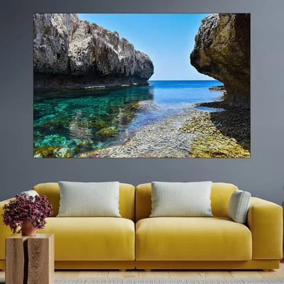 Скалист морски бряг - картина пано за стена
