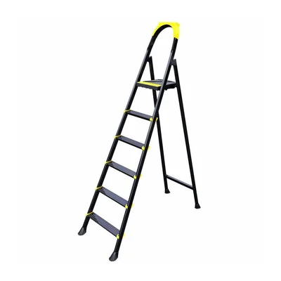 Метална стълба 5+1 черно и жълто LEO