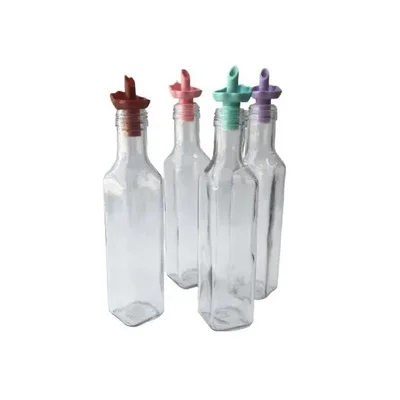 Бутилка за олио и оцет с цветна капачка 0.25 л