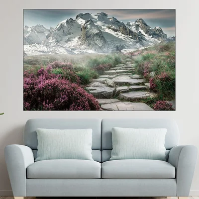 Каменна пътека в Алпите - картина пано за стена