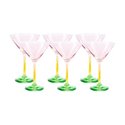 Комплект от 6 чаши за коктейл 274 мл Розово-жълто