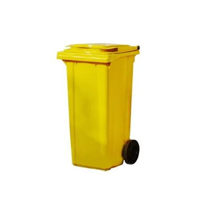 Кош за отпадъци с капак и колела 120 л жълт RG