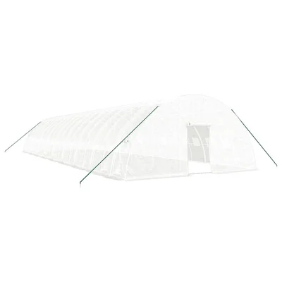 Оранжерия със стоманена рамка бяла 108 м² 18x6x2,85 м