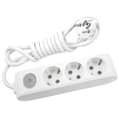 Разклонител с 3 гнезда и ключ 5 м кабел бял PANASONIC