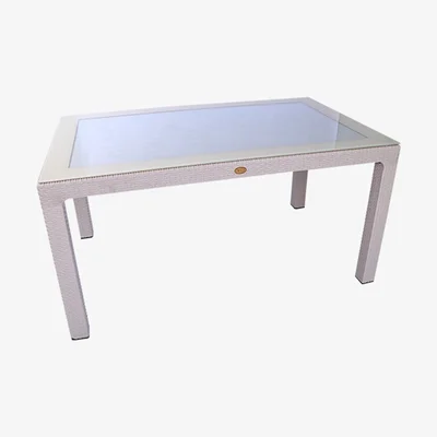 Градинска маса със стъкло 90x150 см капучино Zeugma Rattan MEVSIM