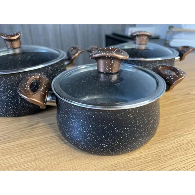 Комплект тенджери с гранитно покритие 3 бр. SN202 MENZIR