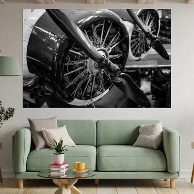 Двигател на самолет от WW2 - картина пано за стена