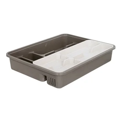 Поставка за прибори с органайзер какао/бяла роза АЛЕАНА