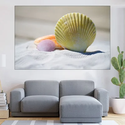 Черупки от миди в пясъка - картина пано за стена