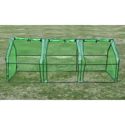 Парник с 3 врати - 240 х 90 х 90 см - зелен