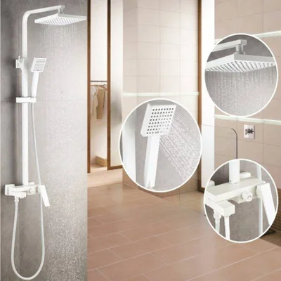 Тръбно окачване със смесител Елинор бял мат INTER CERAMIC