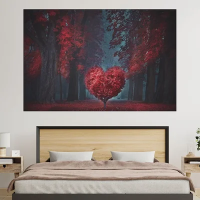 Дърво с форма на сърце - картина пано за стена