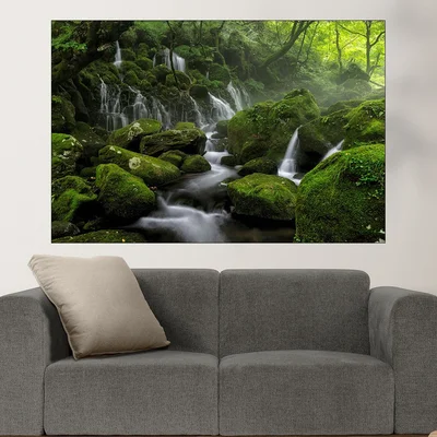 Водна каскада в гората - картина пано за стена