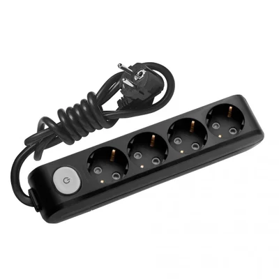 Разклонител с 4 гнезда и ключ 1.5 м кабел черен PANASONIC