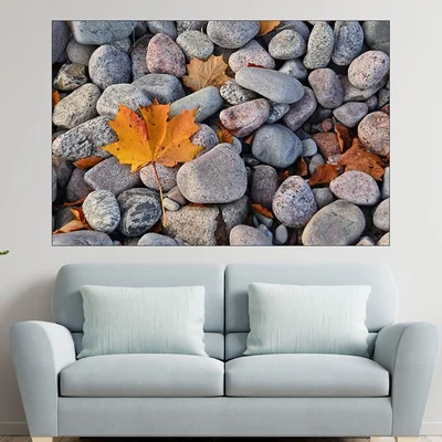 Жълти листа и камъни - картина пано за стена