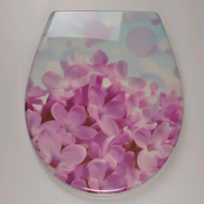 Тоалетна седалка Виола с плавно затваряне 45.5х37.3см цветя INTER CERAMIC