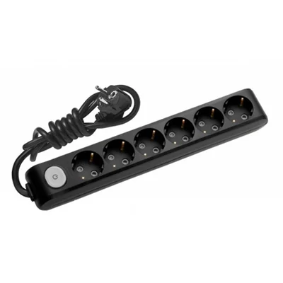 Разклонител с 6 гнезда и ключ 3 м кабел черен PANASONIC