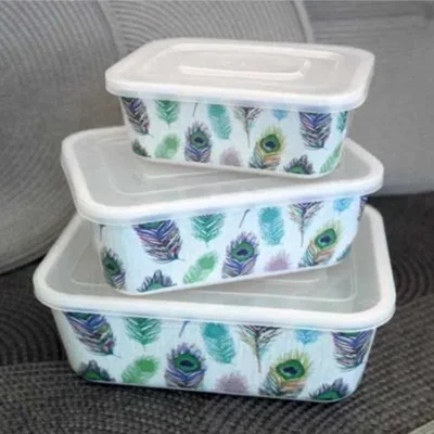 Бамбукови кутии за съхранение на храна 3 броя