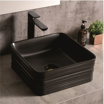 Порцеланов умивалник Блейк 39х39х15см черен мат INTER CERAMIC