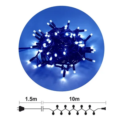 Гирлянд 100 сини LED лампички 10м черен кабел ENIGMA