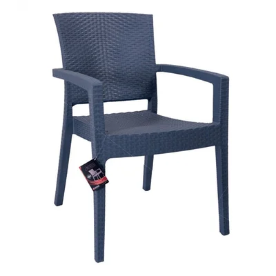 Градински стол с подлакътници антрацит Zeugma Rattan MEVSIM