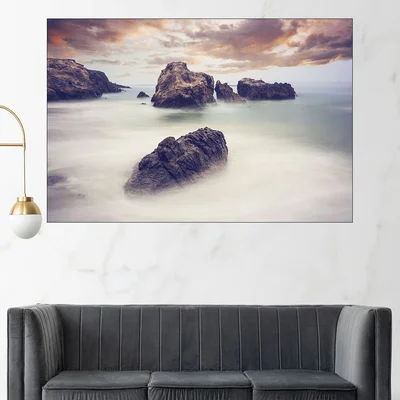 Мъгла над морски бряг - картина пано за стена