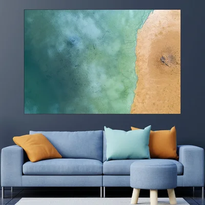 Плаж и море отгоре - картина пано за стена