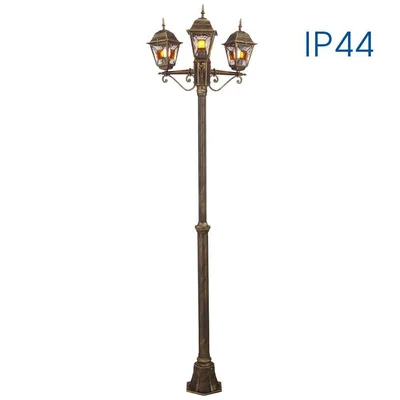 Троен фенер на стълб Murano античен месинг VIVALUX