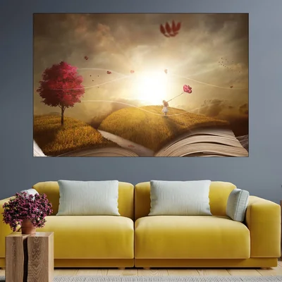 Абстракция дете и книга - картина пано за стена