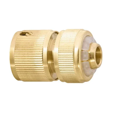 Съединител за маркуч 1/2", аквастоп, месингов