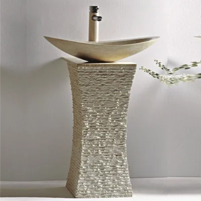 Умивалник мрамор с конзола 40х10см пясъчен INTER CERAMIC