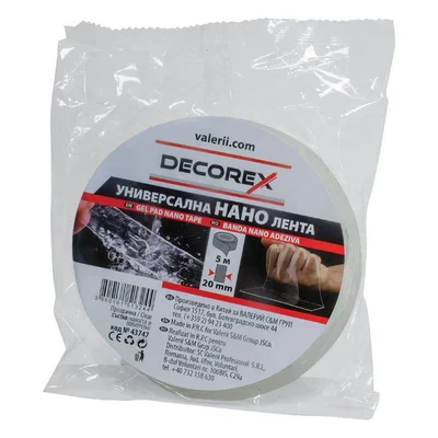 Двойнозалепваща нано лента прозрачна 20 мм x 5 м DECOREX