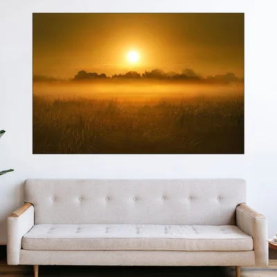 Живописен блатен изгрев - картина пано за стена