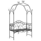 Черна външна пейка Черна Метал Голяма Декоративни детайли - VL42008121 - Thumbnail 2