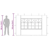 Странични стени за парти шатра, 2 бр, с прозорци, PE, бели - Thumbnail 11