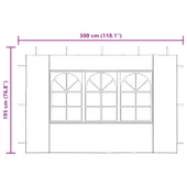 Странични стени за парти шатра, 2 бр, с прозорци, PE, бели - Thumbnail 10
