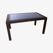 Градинска маса със стъкло 90x150 см кафява Zeugma Rattan MEVSIM - Thumbnail 1